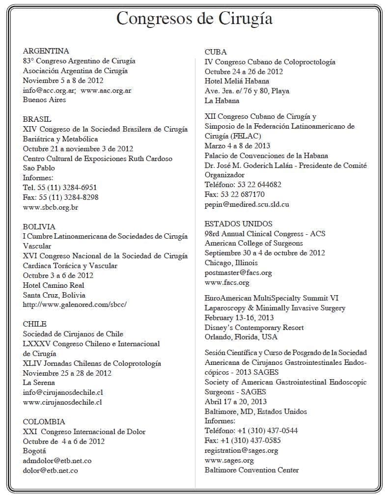 Historico de Congresos de cirugia