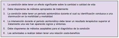 Criterios en un programa de mantenimiento de la salud