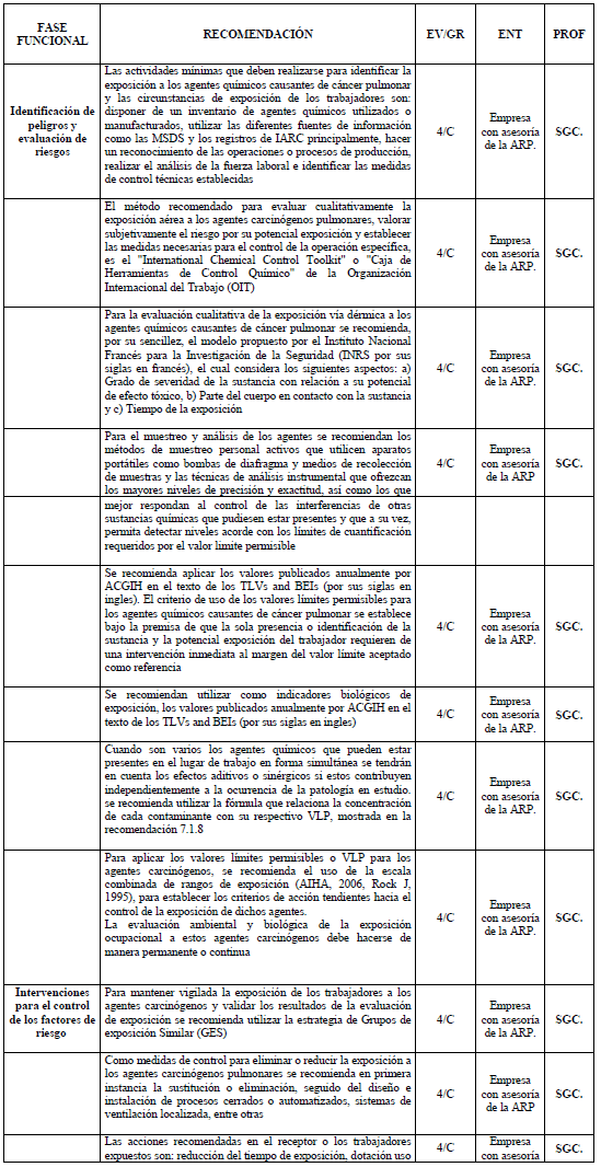 Matriz Responsabilidades - Cáncer de Pulmón Relacionado con el Trabajo