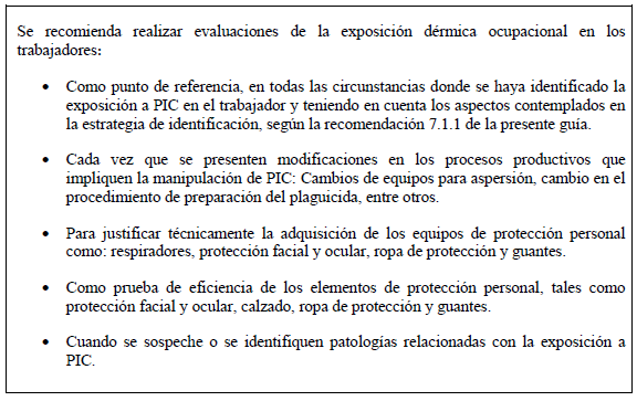 Evaluaciones de la exposición dérmica Evaluaciones de la exposición dérmica