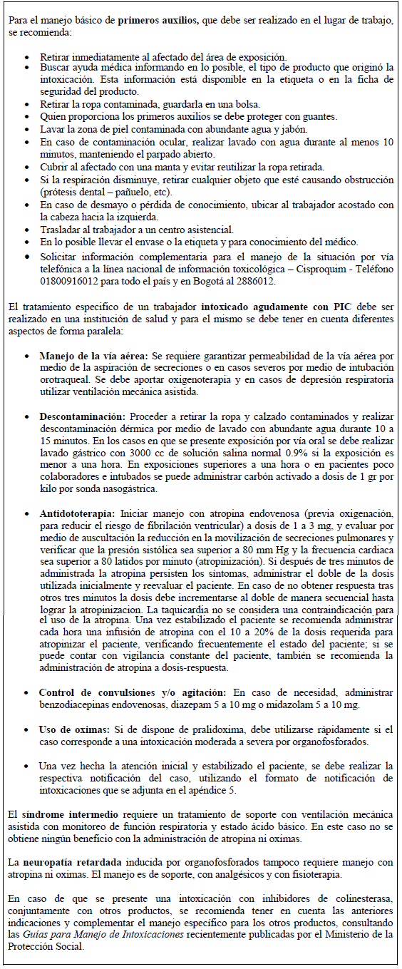 Primeros Auxilios - Trabajadores Expuestos a la Colinesterasa