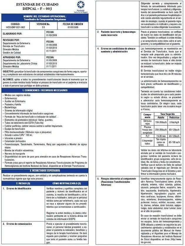 Estándar de Cuidado Depcal-f-003