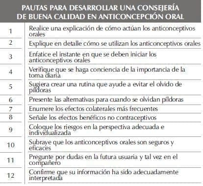 Cuidados de promoción y prevención dentro de programas de planificación familiar
