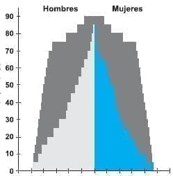 Pirámide Población en un País en Vía de Desarrollo como India