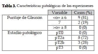 Piezas de acuerdo al Gleason y el Estadío Patológico