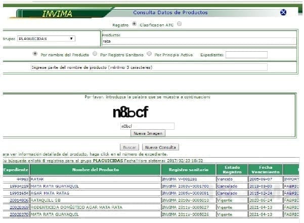 Consulta de registro en el portal de INVIMA