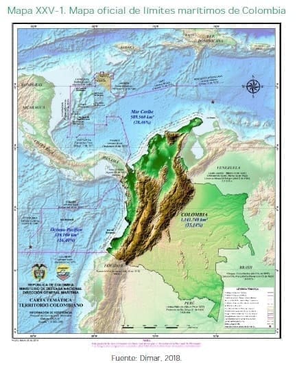 Mapa oficial de límites marítimos de Colombia