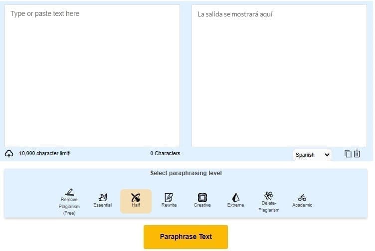 Herramienta Parafrasear org
