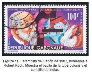 Estampilla de Gabón de 1982, homenaje a Robert Koch. Estampilla de Gabón de 1982, homenaje a Robert Koch.