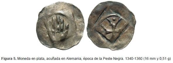 Moneda en plata, acuñada en Alemania, época de la Peste Negra Moneda en plata, acuñada en Alemania, época de la Peste Negra